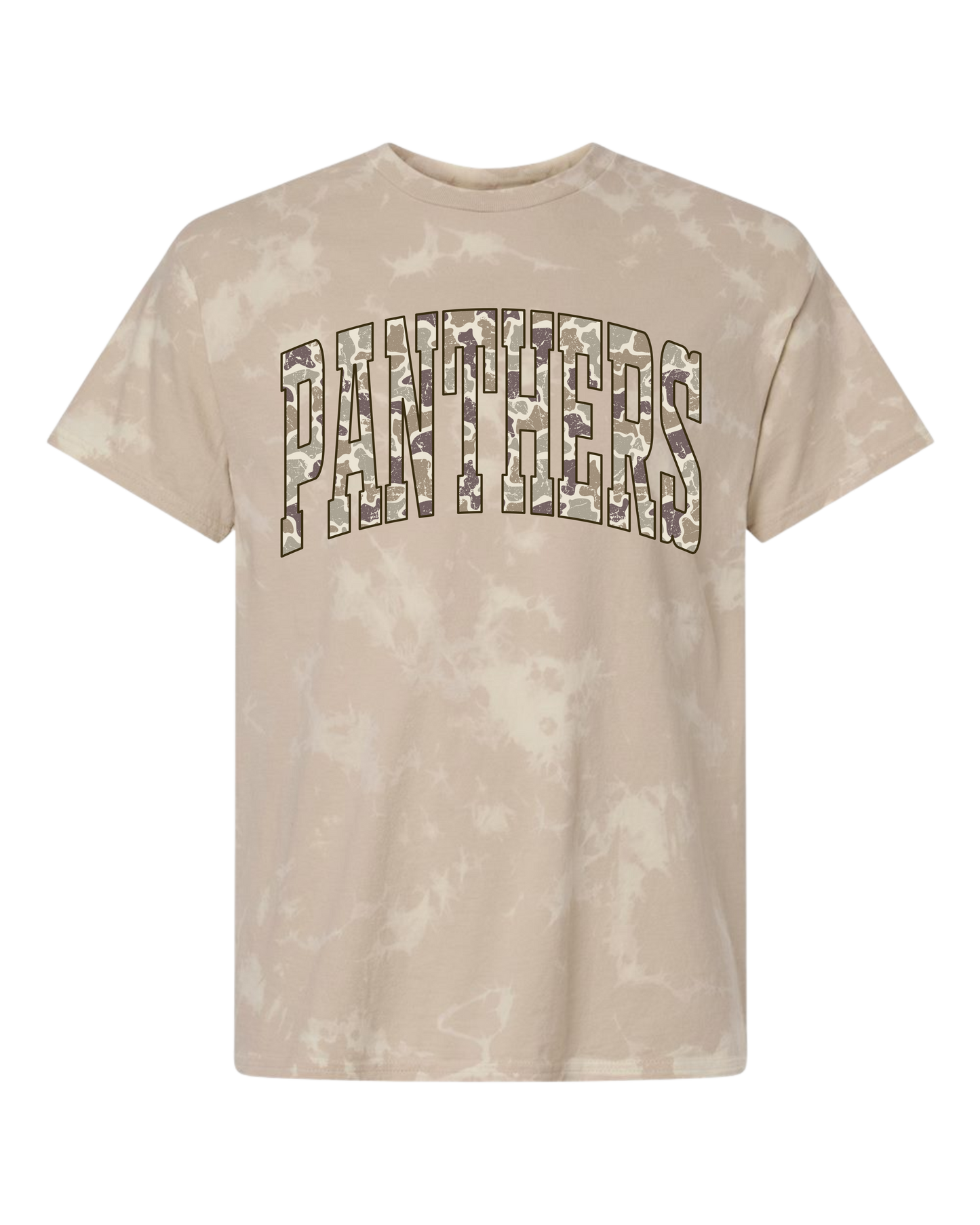 Trendy Unisex Tan Bleached - Panthers Camo Print T