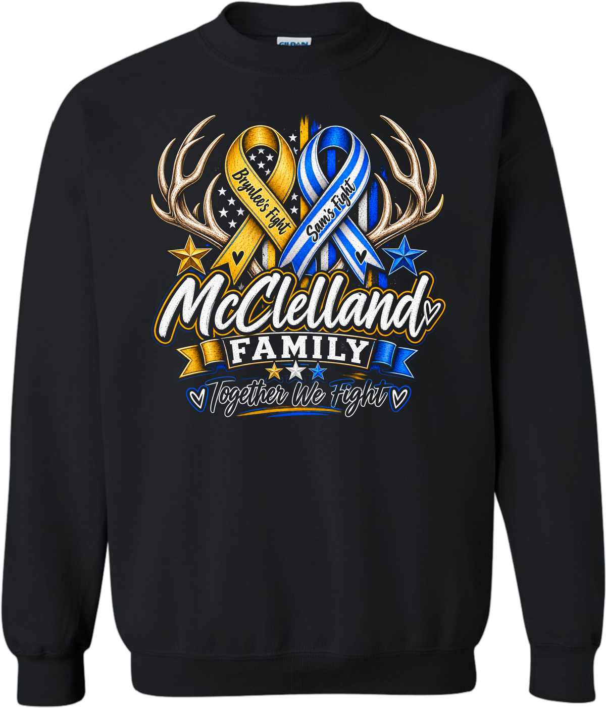 Sam's Fight- ALS Awareness Crewneck Sweatshirt- Design 2 ( Sam+ Brynlee)