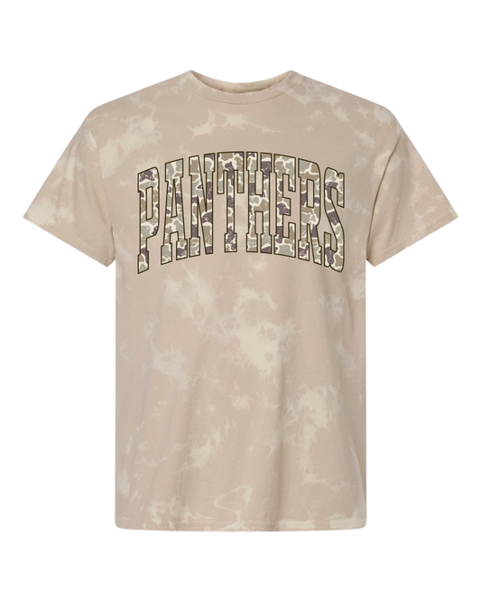 Trendy Unisex Tan Bleached - Panthers Camo Print T