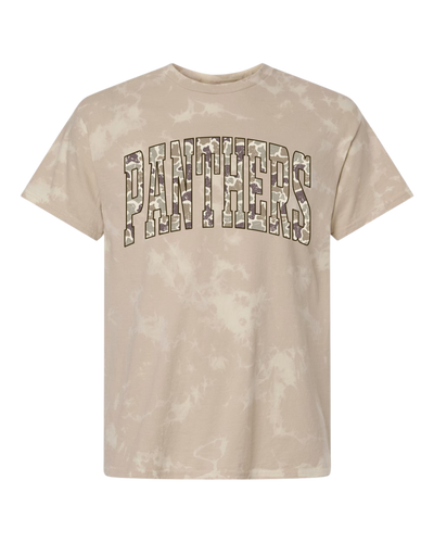 Trendy Unisex Tan Bleached - Panthers Camo Print T